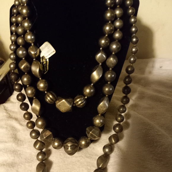 Used,not new 3 separate different length necklaces in a matte pewter color. - Picture 3 of 3